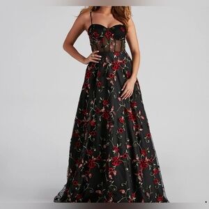Windsor Katherine embroidered tulle ball gown Prom Corset Bustier Floral 11/12